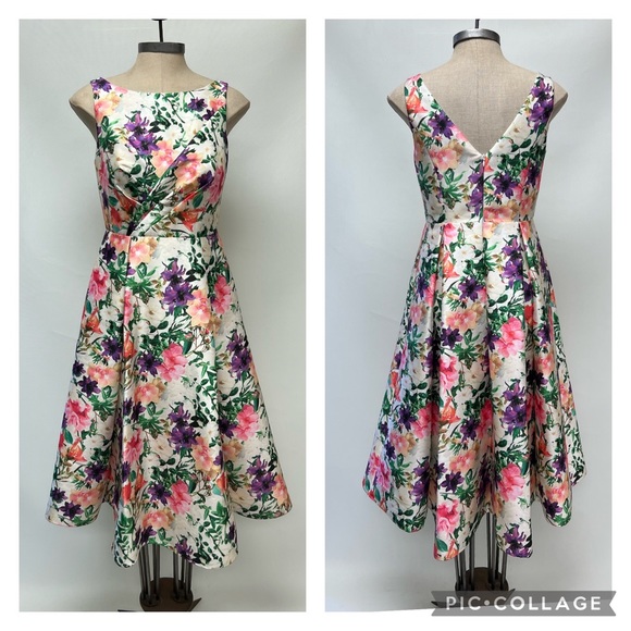 Aidan Mattox Dresses & Skirts - Aidan Mattox flower print sleeveless midi pleated cocktail dress